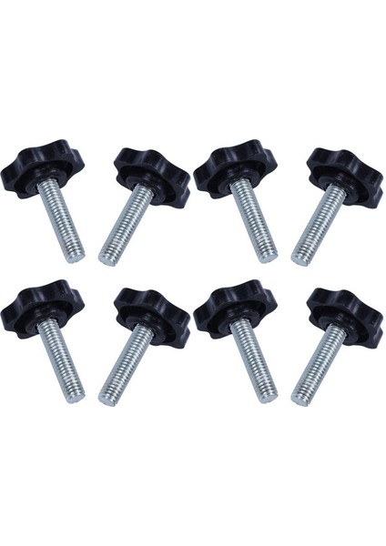 8 Pcs M8 x 30MM Erkek Iplik 32MM Yıldız Kafa Kelepçesi Koyu Siyah (Yurt Dışından)