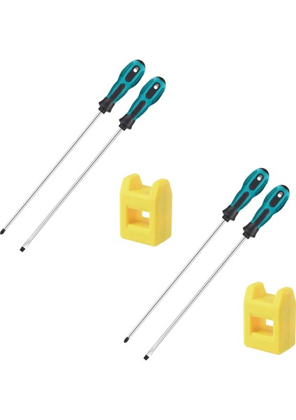 Penggong 4pcs 12 Inç Uzunluğunda Oluklu ve Phillips Tornavida Seti Lastik Saplı Manyetik Tornavida Seti (Yurt Dışından)