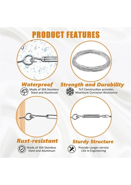 1/16INCH Turnikili Tel Germe Kiti Ağır Turnikli Kablo Korkuluk Kiti 115FT Tel Halat Kancası ve Göz Turnikili Kiti (Yurt Dışından) indirimleri