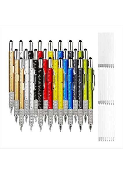 24 Adet 6&#39 Si 1 Arada Çoklu Tool Alet Kalemleri ve 24 Adet Mürekkep Yeniden Doldurma Gadget Tornavida Kalemleri (Yurt Dışından)