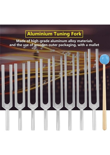 Çakra Seti Için Tuning Fork 8 Tuning Forkks+1 Mallet Tuning Forkh Ahşap Kutu Hemşirelik ve Müzik Öğrencileri Için Set (Yurt Dışından) fırsatları