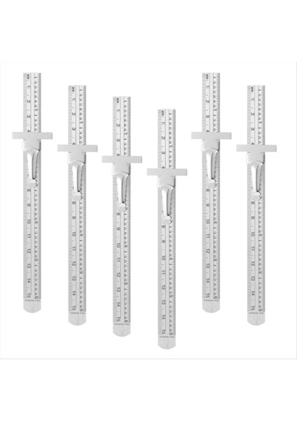6pcs Çıkarılabilir Klipsli Cep Cetveli Hassas Cep Cetveli Metrik Cetvel Paslanmaz Çelik Ölçekli Makinist Cetvel 6inch (Yurt Dışından)