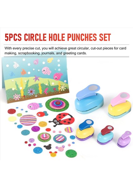 Circle Paper Punch 5 Adet Kağıt El Sanatları Için Daire Yumrukları 5 Farklı Boyutta Daire Deliği Yumruk Renkler (Yurt Dışından) fırsatları