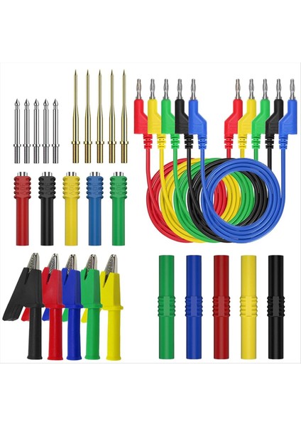 Banana Fiş Silikon Testi Kurşunları Kiti Dişleme Problu 4mm Istiflenebilir Muz Fişi Multimetre Için Otomotiv Test Kurşunları (Yurt Dışından)