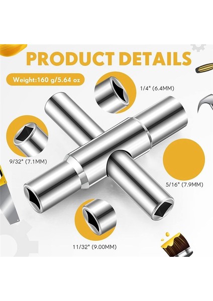 4 Yol Sillcock Anahtar Su Anahtar Seti 1/4in 9/32IN 5/16IN 11/32IN Sillcock Su Anahtarı Elektrikli Dolap Anahtarları Gaz Ölçer Anahtarı (Yurt Dışından) indirimleri