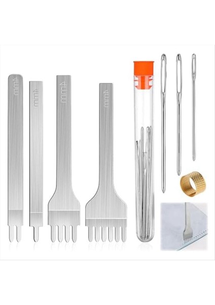 14 Adet 4mm 1/2/4/6 Prongleater Punce ve Büyük Göz Diğer Iyile Ile Deri Çalışma Araçları Yeni Başlayanlar Için El Aletleri (Yurt Dışından)