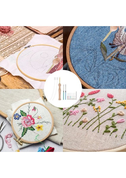 12PCS Yumruk Iğne Kiti Iğneler Yumruk Ayarlanabilir Yumruk Iğne Aleti Ahşap Tutamak Nakış Aleti Yumruk Iğne Seti (Yurt Dışından) fırsatları