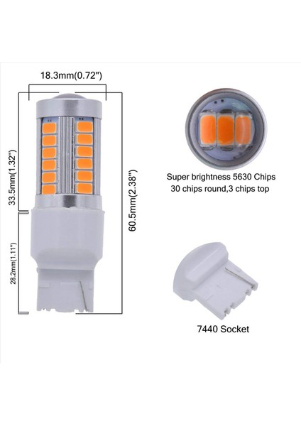 7440 T20 LED Ampuller Amber Sarı 900 Lümenler Süper Parlak Dönüş Sinyalleri Işık Dc 12V 3 6W (6 Paket) (Yurt Dışından) indirimleri