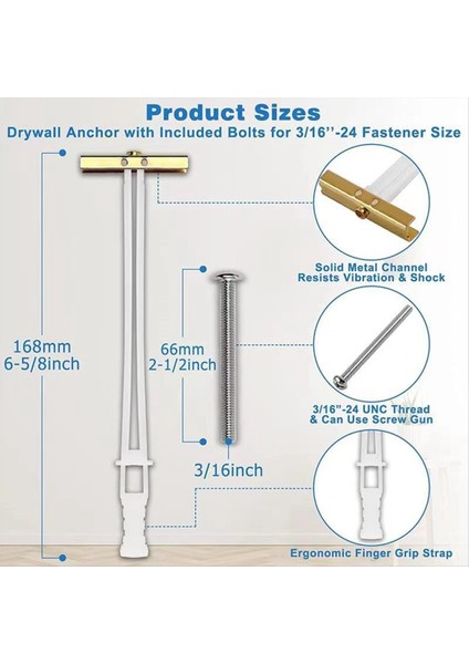 Tv Montaj Kiti Için Dahil Edilen Cıvatalı Çapa Ağır Hizmet Tipi Içi Boş Alçıpan Ankrajları Içi Boş Duvar Ankrajları 12 Paket Tutar (Yurt Dışından) fiyatları