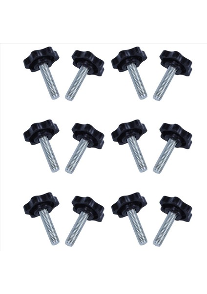 12 Pcs M8 x 30MM Erkek Iplik 32MM Yıldız Kafa Kelepçesi Koyu Siyah (Yurt Dışından)