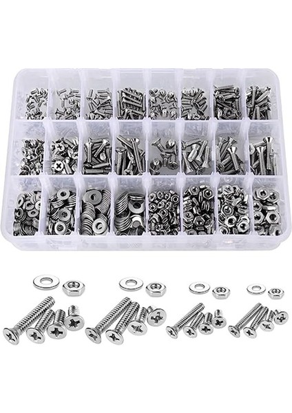 Ev Projeleri Için 900 Pcs Fındık ve Cıvatalar Ürünlük Kiti - Paslanmaz Çelik Makine Vidaları Çiftlik Kiti (Yurt Dışından)