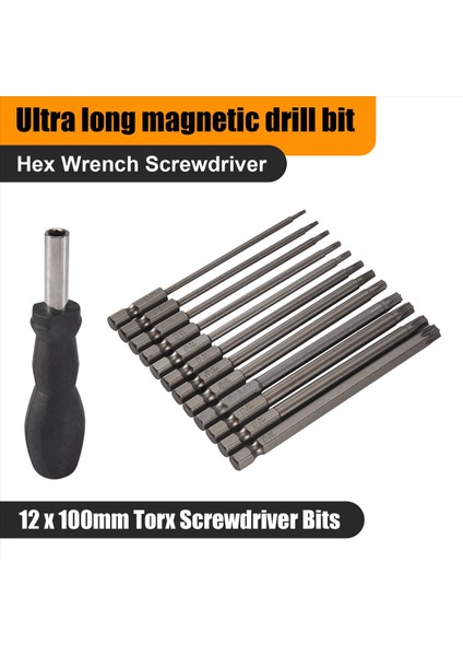 13PCS 100MM Torx Uzun Tornavida Bitleri Seti Manyetik Torx Bit Seti T6-T40 1/4 Inç Hex Shank Elektrikli Tornavida Araçları (Yurt Dışından) indirimleri