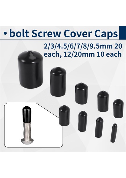 160PCS Çeşitli Boyutta Kauçuk Uç Kapaklar Esnek Vidalı Iplik Koruyucu Kapaklar Yuvarlak Vinil Cıvata Vidalı Kapaklar 9 Boyutta (Yurt Dışından) indirimleri
