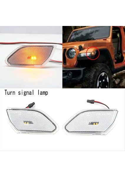 Şeffaf LED Ön Yan Işaretçi Işık Dönüş Sinyal Lambası Yuvarlak Kaş Yan Lamba Jeep Wrangler Jl 2018+ (Yurt Dışından)