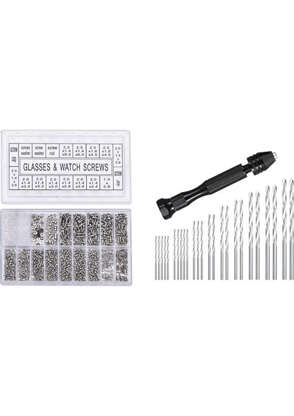 1000PCS Paslanmaz Çelik Gözlükler Elde Matkap Seti ile Onarım Vidası Yedek Kiti Hassas Pin Menzir (Yurt Dışından)