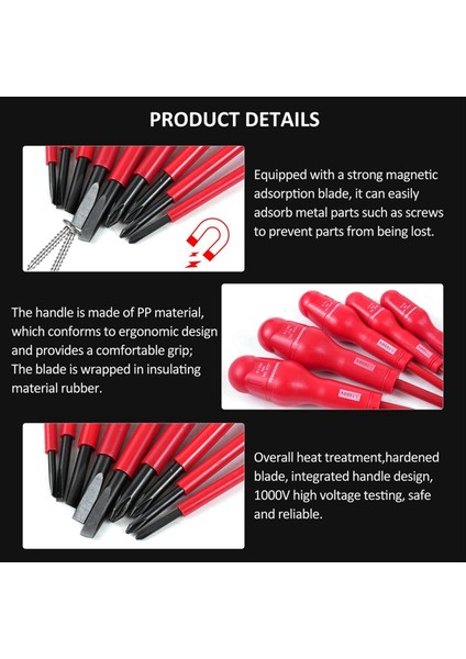 Penggong Yalıtımlı Tornavida Seti 1000V Yalıtımlı Elektrikçi Tornavida Test Kalemi ile Yuvalı Filipler Tornavida ile (Yurt Dışından) modelleri