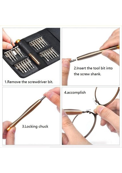 Pentagonal Çok Amaçlı Cep Telefonu Hassas Izleme Gözlükleri ile 25-1 Arada Deri Kasa Alüminyum Tornavida Seti (Yurt Dışından) fiyatları