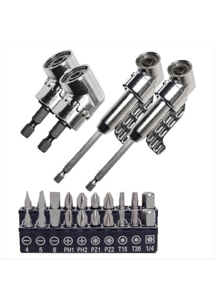 Köşe Takım Vidalı Göbek Çok Fonksiyonlu Bükülme Tornavida Bit 360 ° Döner 1/4in 3/8in 1/2in Soket Adaptör Seti (Yurt Dışından)