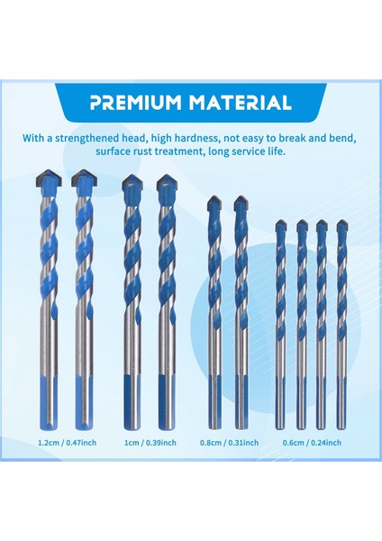 10PCS Tungsten Karbür Duvar Matkap Bit Seti Metal Çelik Porselen Seramik Tile Beton Tuğla Plastik Ahşap (6 8 10 12MM) (Yurt Dışından) indirimleri
