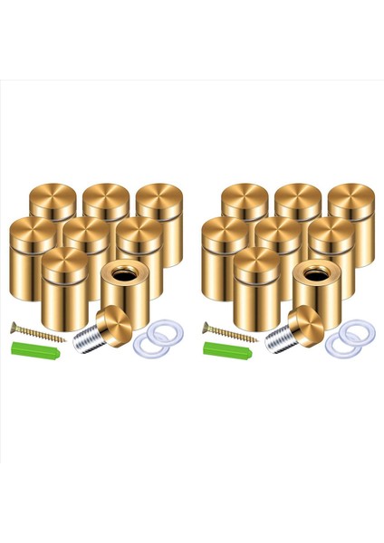 16 Paket Standoff Vidaları 3/4 x 6/5 Inç Altın Işaret Standoffları Akrilik Resim Çerçevesi Reklam Vidaları Kiti (Yurt Dışından)