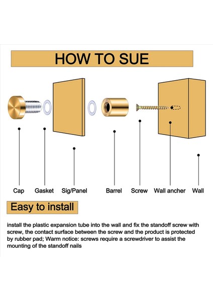 16 Paket Standoff Vidaları 3/4 x 6/5 Inç Altın Işaret Standoffları Akrilik Resim Çerçevesi Reklam Vidaları Kiti (Yurt Dışından) indirimleri
