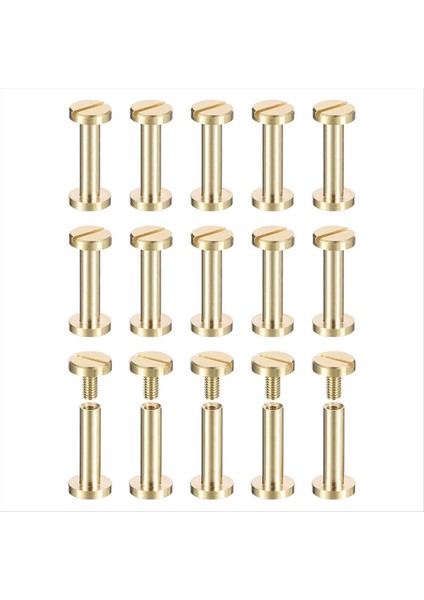30 Pack Brass Chicago Vidaları 15X8MM Düz Kafa Vidası Geri Bağlanma Dıy Için Tırnak Sapı Posta Perçinli Tatırıcı (Yurt Dışından)