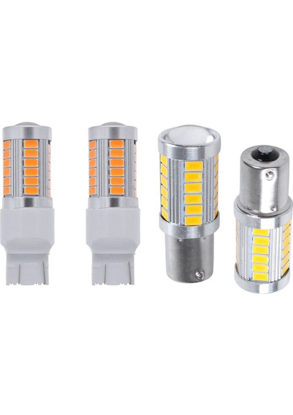 4 Pcs Amber LED 33 Smd Araç Tail Fren Ters Sinyal Ampul Y 2pcs 7443 T20 &amp 2pcs 1156PY BAU15S PY21W (Yurt Dışından)