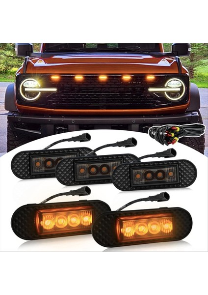 5 Adet Ford Bronco Badlands Wildtrak Everglades Için Front Izgara Işıkları 2021-2023 Izgara Lambası Aksesuarları (Füme) (Yurt Dışından) modelleri