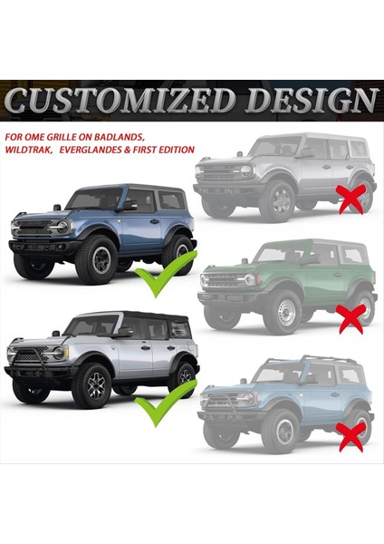 5 Adet Ford Bronco Badlands Wildtrak Everglades Için Front Izgara Işıkları 2021-2023 Izgara Lambası Aksesuarları (Füme) (Yurt Dışından) fırsatları