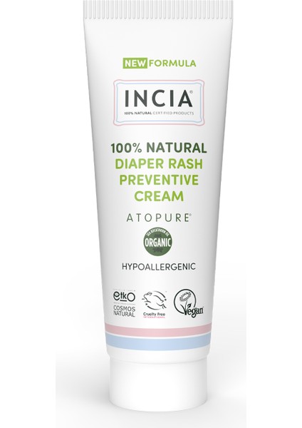 ATOPURE ® %100 Doğal Pişik Önleyici Krem Yenidoğan Nemlendirici Koruyucu Hassas Bakım 60 ml