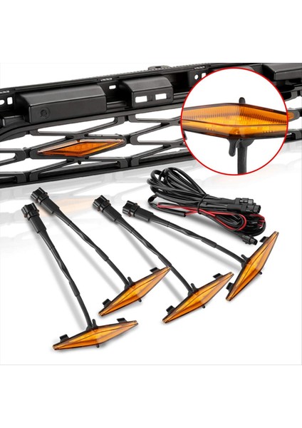 Toyota 4runner Trd Pro 2014-2023 Için LED Izgara Işıkları Sigorta ve Talimatla LED Amber Işıkları 4 Pcs (Yurt Dışından) indirimleri