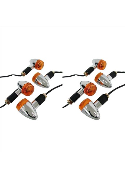 Motosiklet Turn Sinyalleri Honda Kawasaki Suzuki Yamaha Bobber Chopper (8 Adet) Için Krom Mermi Ön Arka Işıklar (Yurt Dışından)
