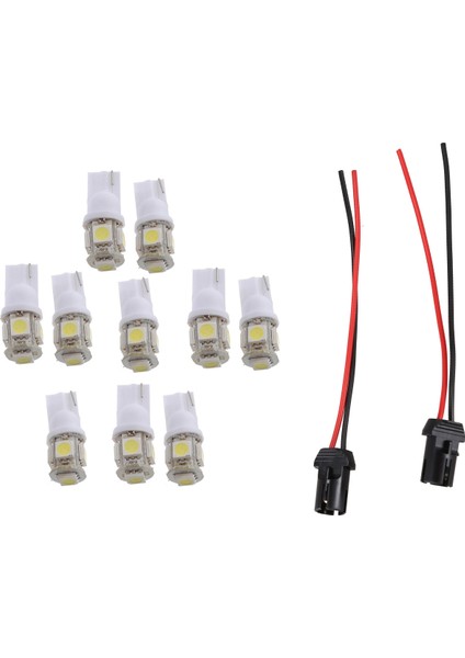 12 Pcs Araba T10 W5W Lamba Parça 10 Pcs Smd 5050 LED Gece Lappable ve 2 Pcs Işık Ampul Soket Lambası Tutucu Konnektörü (Yurt Dışından)