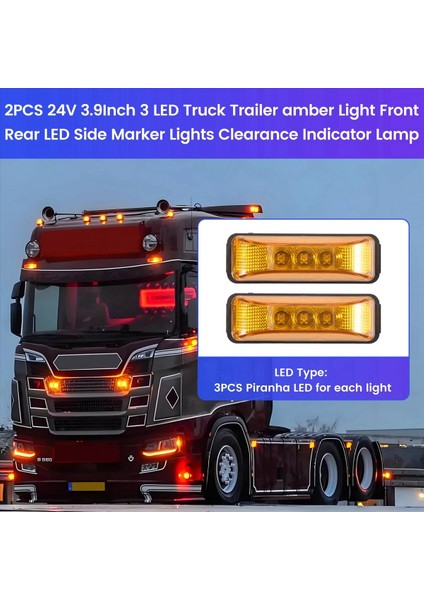 4pcs 24V 3 9inch 3 LED Kamyon Römorku Kırmızı/kehribar Işık Ön LED Işaretleyici Işıklar Boşluk Gösterge Lambası (Yurt Dışından) indirimleri