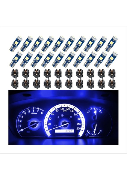 20PCS T5 Araba Gösterge Paneli Paneli Gösterge Göstergesi Için LED Işıklar 3030-3SMD Işık Değiştirme Twist Kilit Soketi - Mavi (Yurt Dışından) fiyatları