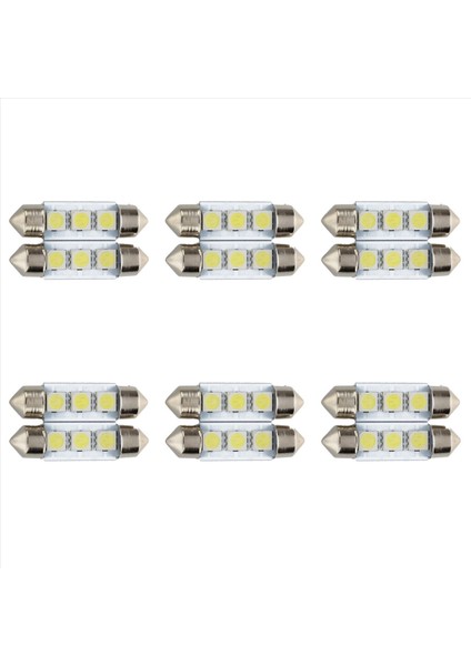 12X C5W 3 LED Smd 5050 36MM Xenon Beyaz Ampul Plaka Servis Festoons Dome Tavan Lambası Araba Işığı (Yurt Dışından)