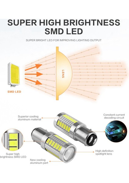 2x LED 1157 LED Ampul P21/5W BAY15D LED Ampul ve 4pcs Kırmızı 1157 P21/5W BAY15D 33 Smd 5630 5730 LED Otomatik Fren Işıkları (Yurt Dışından) fırsatları