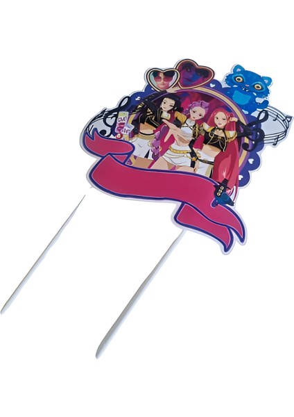 Lisanslı K-Pop Hunterix Demon Hunters Iblis Avcıları Çubuklu Büyük Pasta Süsü - Tekli Figür Temalı Doğum Günü Dekorasyonu fırsatları