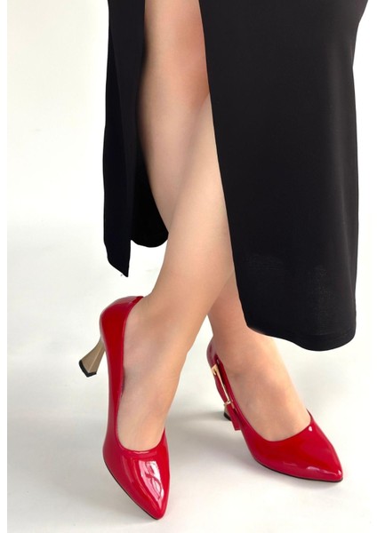 Motya Kırmızı Rugan Topuklu Ayakkabı modelleri