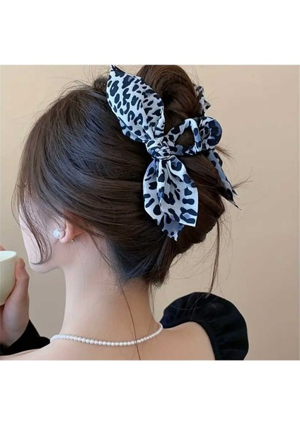 Siyah Leopar Desen Fiyonk Tasarım Mandal Toka (BC-1215)