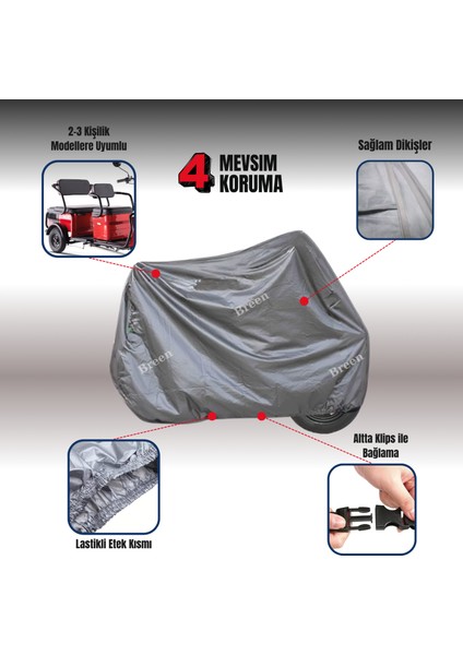 Çift Koltuklu 3 Kişilikli 3 Tekerlekli Elektrik Motosiklet Brandası Su Geçirmez Lastikli fiyatları