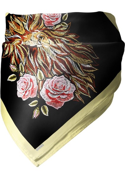 Aslan ve Gül Desenli Bandana Fular modelleri