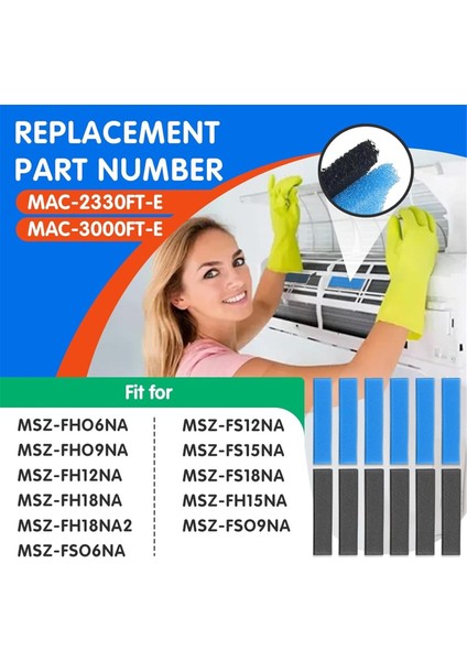 Mitsubishi Electric Klima Filtresi Için 12 Adet Bölünmüş Hava Filtresi (Yurt Dışından) modelleri