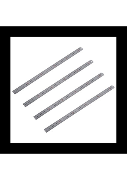 4x Çift Yan Ölçekli Paslanmaz Çelik Düz Cetvel Ölçüm Aracı 50CM (Yurt Dışından)