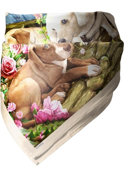 Floral Köpek Dostları Desenli Bandana Fular modelleri