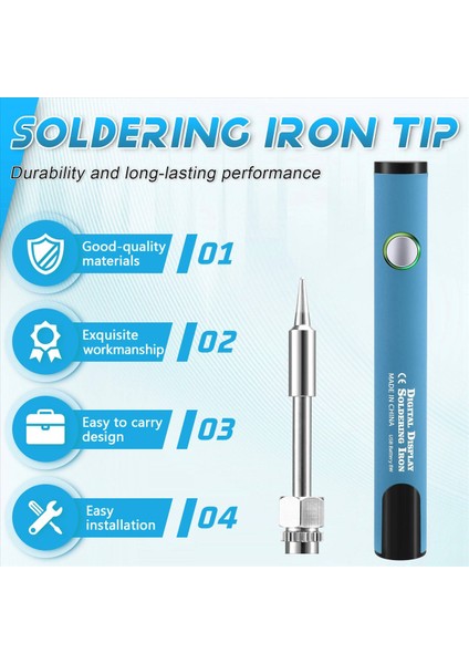 510 Iplik Mini Lehimleme Demir Kiti 3 Şaraplı Ayarlanabilir Voltaj Lehekleme Demir Ipucu 650MAH USB Şarj Edilebilir Gökyüzü Mavisi (Yurt Dışından) fırsatları