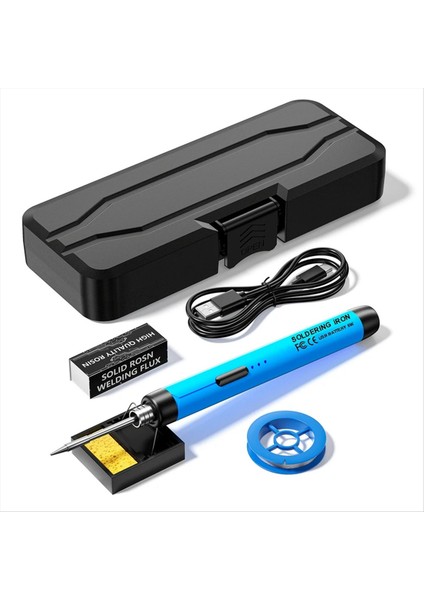 5V Mikro-Usb Lehimleme Demir Kiti Pil Kablosuz Hemik Olacak Demir Taşınabilir Elektrik Kaynak Makinesi Lehim Kalem Mavi (Yurt Dışından)