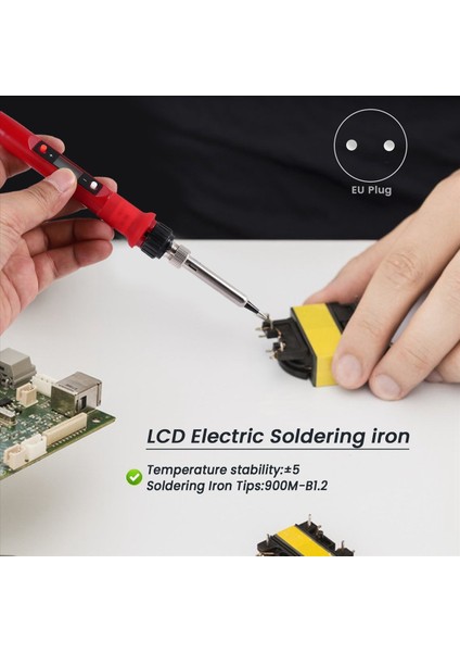 220V 80W LCD Elektrikli Havalandırma Demir 908S Li Hacking Demir Uçları ve Kitleri ile Ayarlanabilir Sıcaklık Lehim Demir Eu Fişi (Yurt Dışından) fırsatları