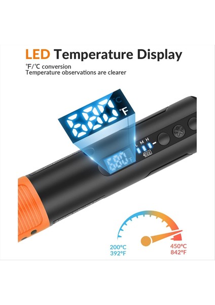 Taşınabilir USB Kablosuz Elektrikli Havalandırma Demir LED Dijital Ekran Lehim Kalemi Şarj Edilebilir Lehim Aracı Turuncu (Yurt Dışından) fiyatları