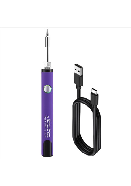 510 Iplik Mini Lehimleme Demir Kiti 3 Şaraplı Ayarlanabilir Voltaj Havalandırma Demir Ipucu 650MAH USB Şarj Edilebilir Menekşe (Yurt Dışından)